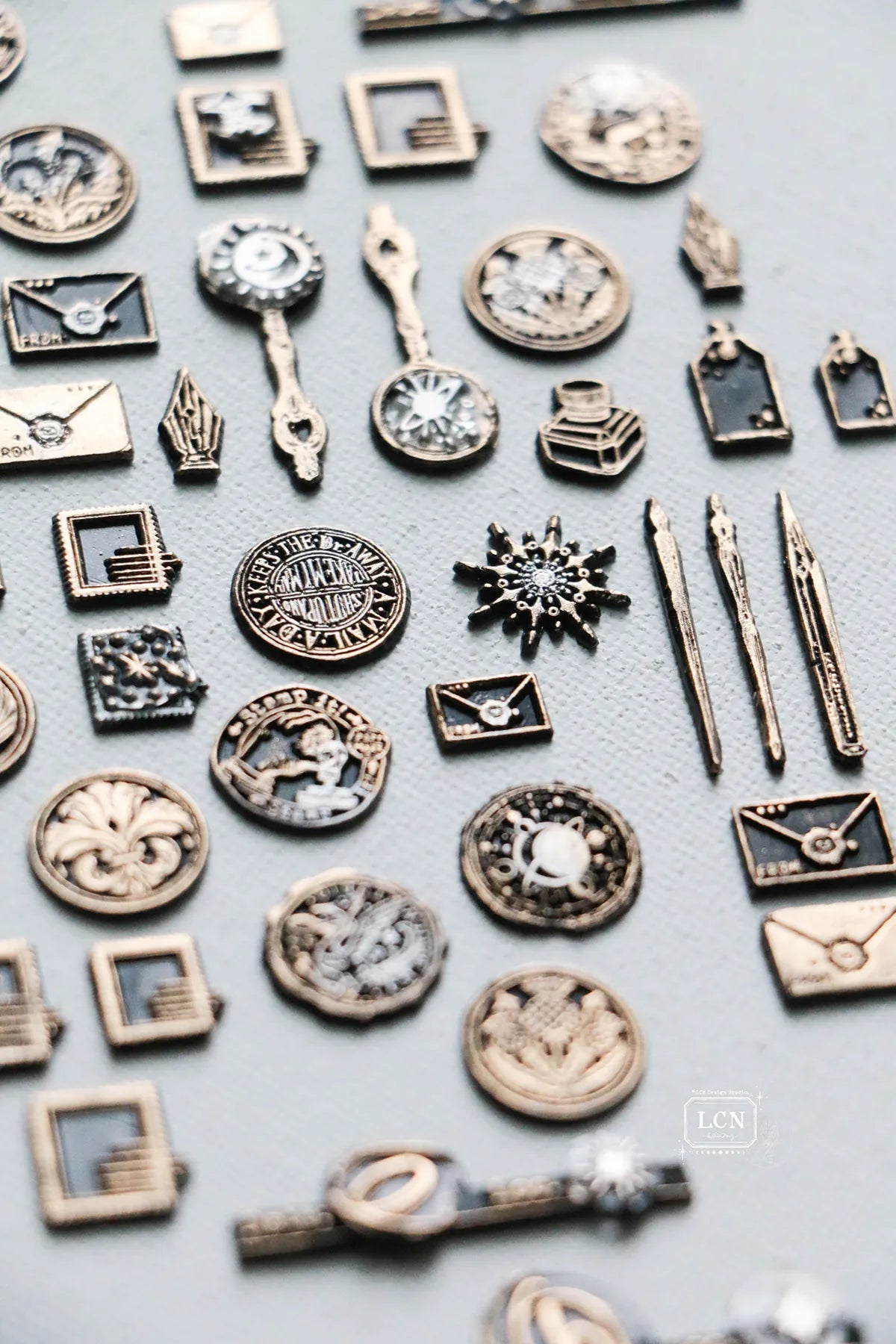 LCN Mini Double Sided Wax Seal Stamp Set Postage Mark 1