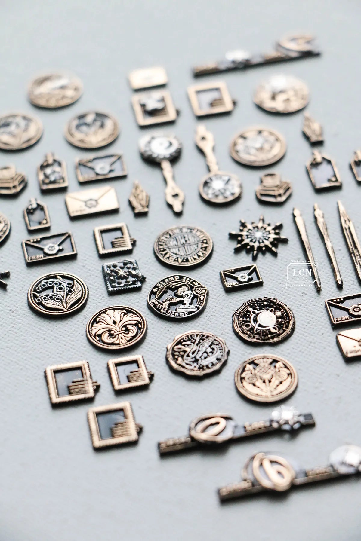 LCN Mini Double Sided Wax Seal Stamp Set Postage Mark 1