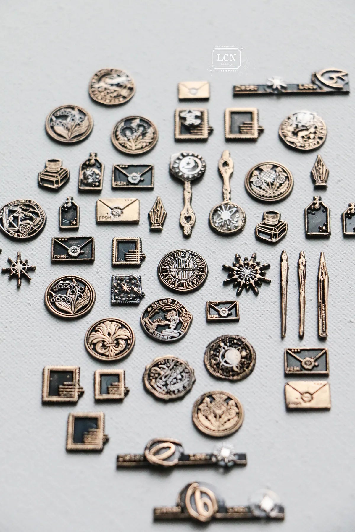 LCN Mini Double Sided Wax Seal Stamp Set Postage Mark 1