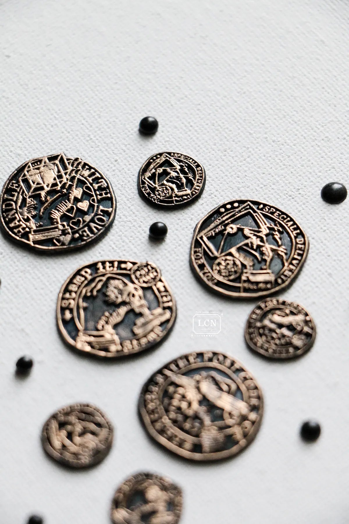 LCN Mini Double Sided Wax Seal Stamp Set Postage Mark 1