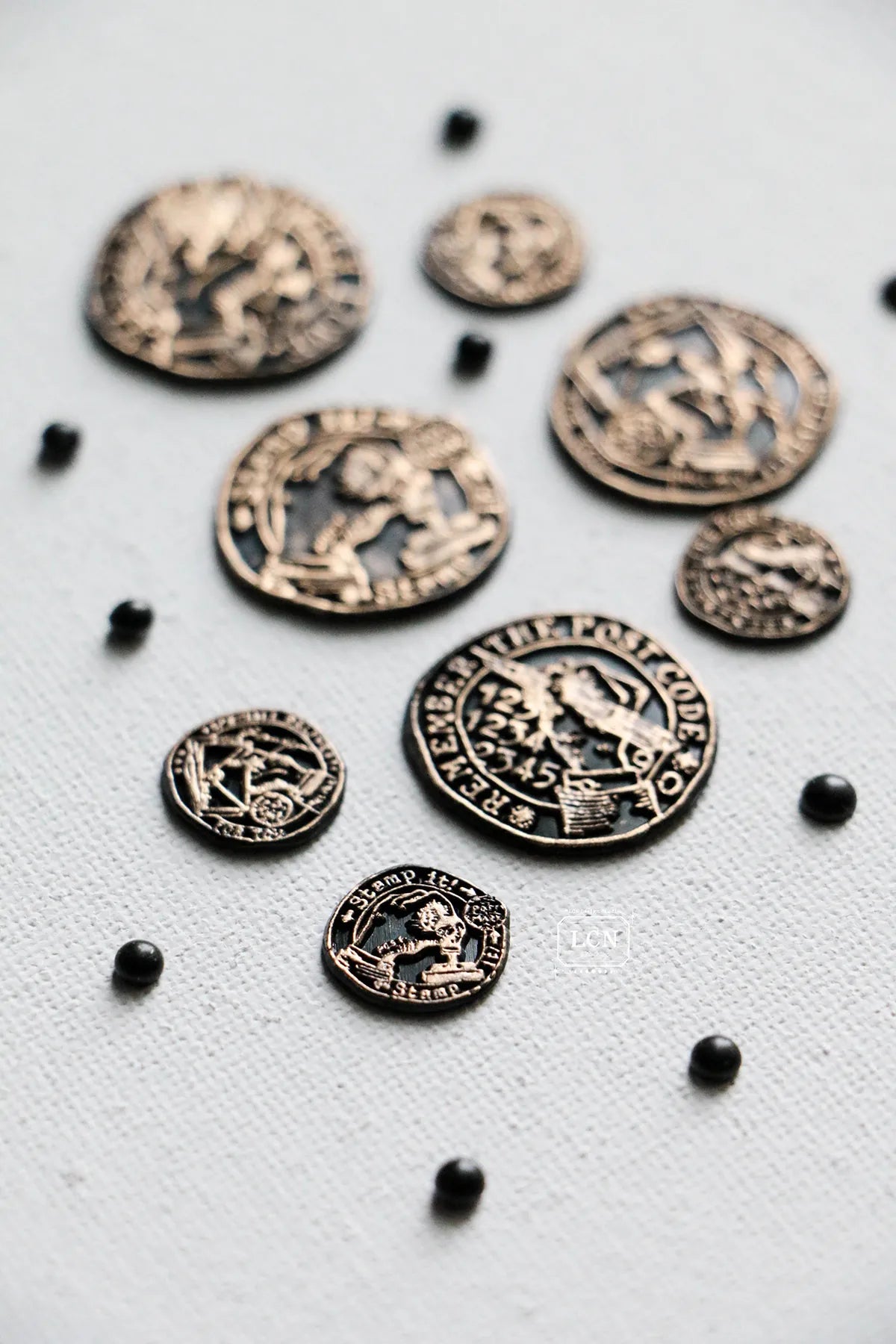 LCN Mini Double Sided Wax Seal Stamp Set Postage Mark 1