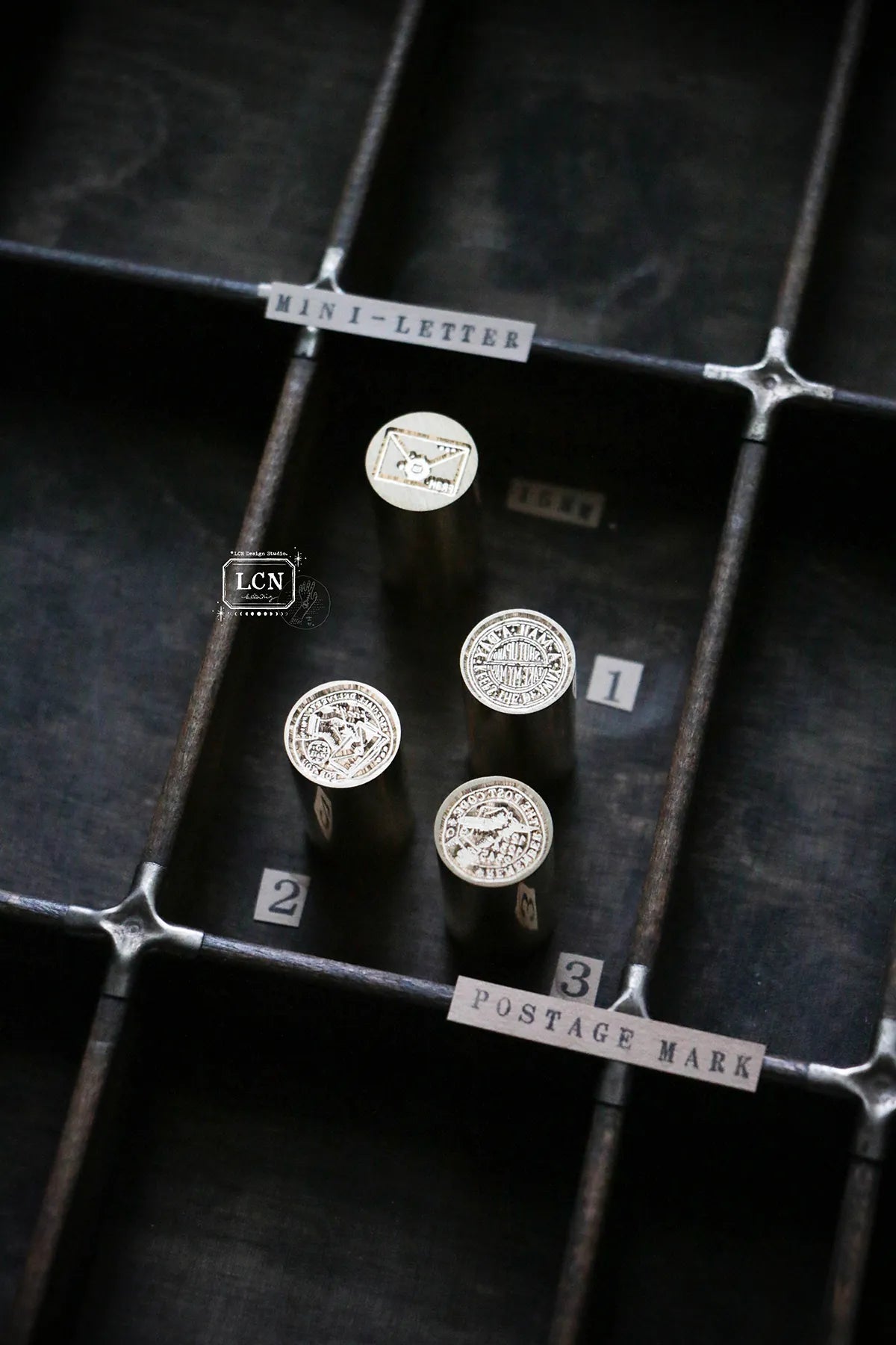 LCN Mini Double Sided Wax Seal Stamp Set Postage Mark 1
