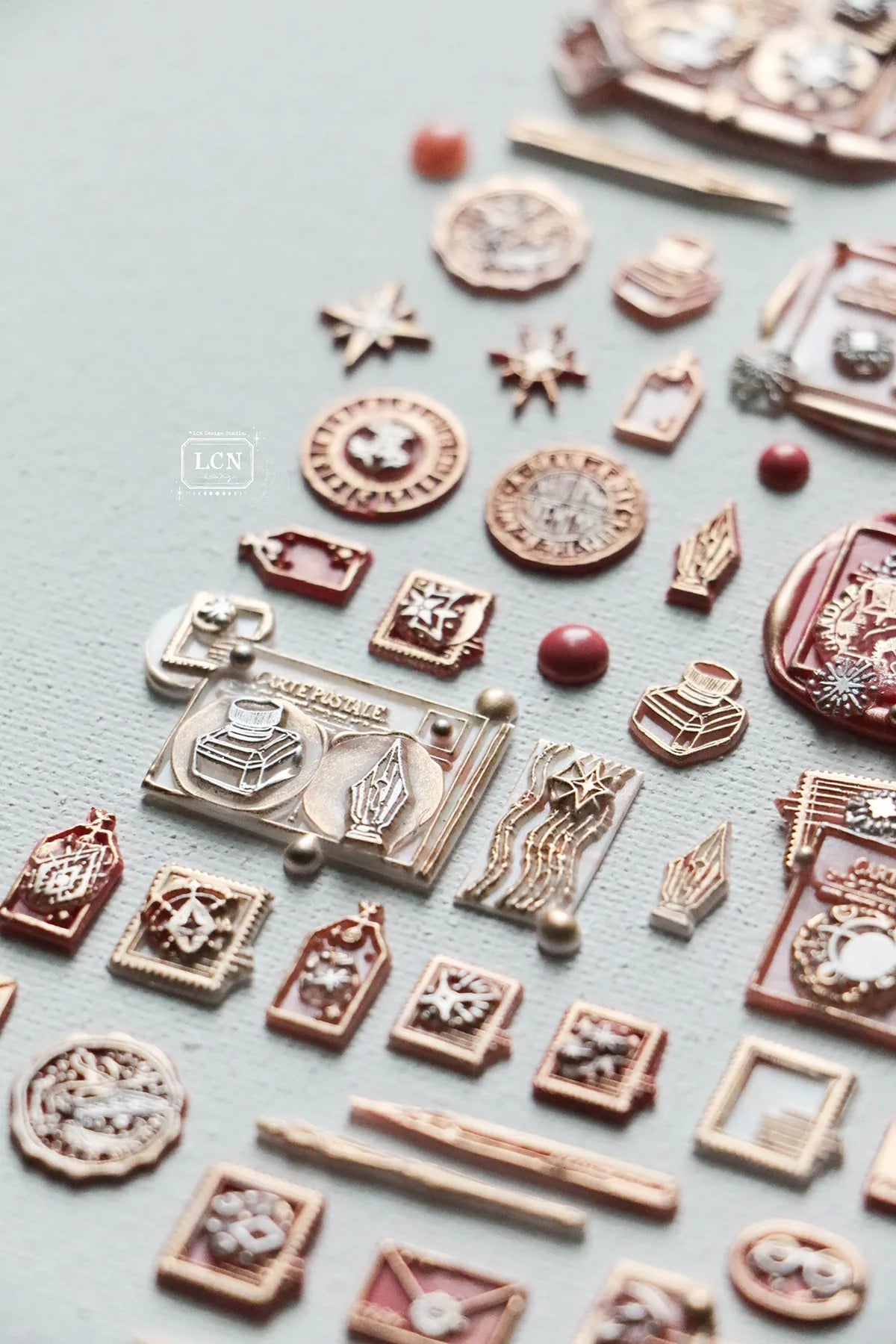 LCN Mini Double Sided Wax Seal Stamp Set Pen & Ink