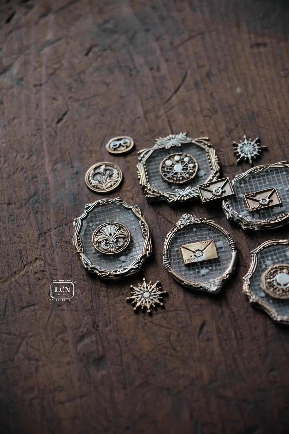 LCN Mini Double Sided Wax Seal Stamp Set Flora 1