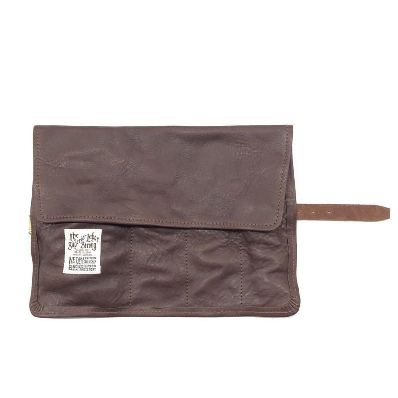 TSL Leather Roll Pen Case Dark Brown