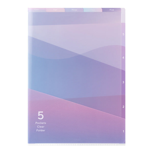MD 5 Pockets Clear Folder A4 Gradation Purple A