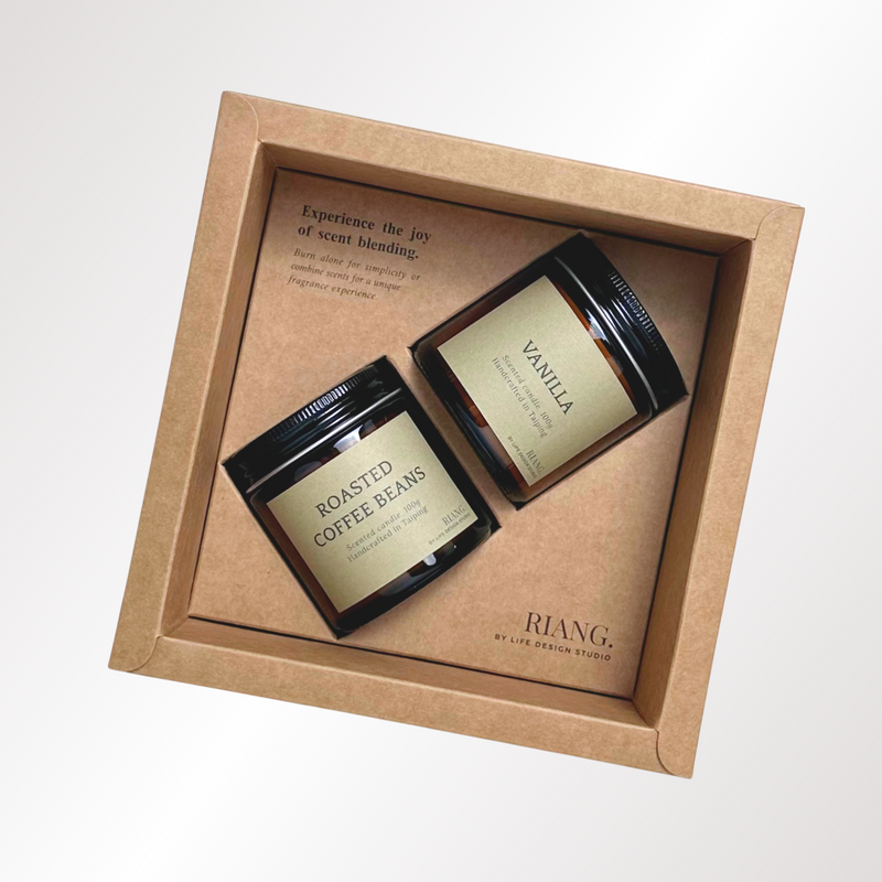 LIFE DESIGN STUDIO Amber Candle Duo Roaster Coffee Beans + Vanilla