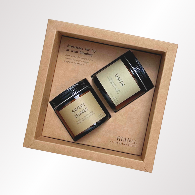 LIFE DESIGN STUDIO Amber Candle Duo Daun + Sweet Honey