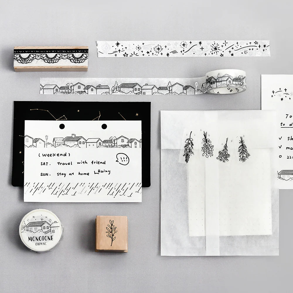 BGM Masking Tape Foil Stamping Monotone Rain