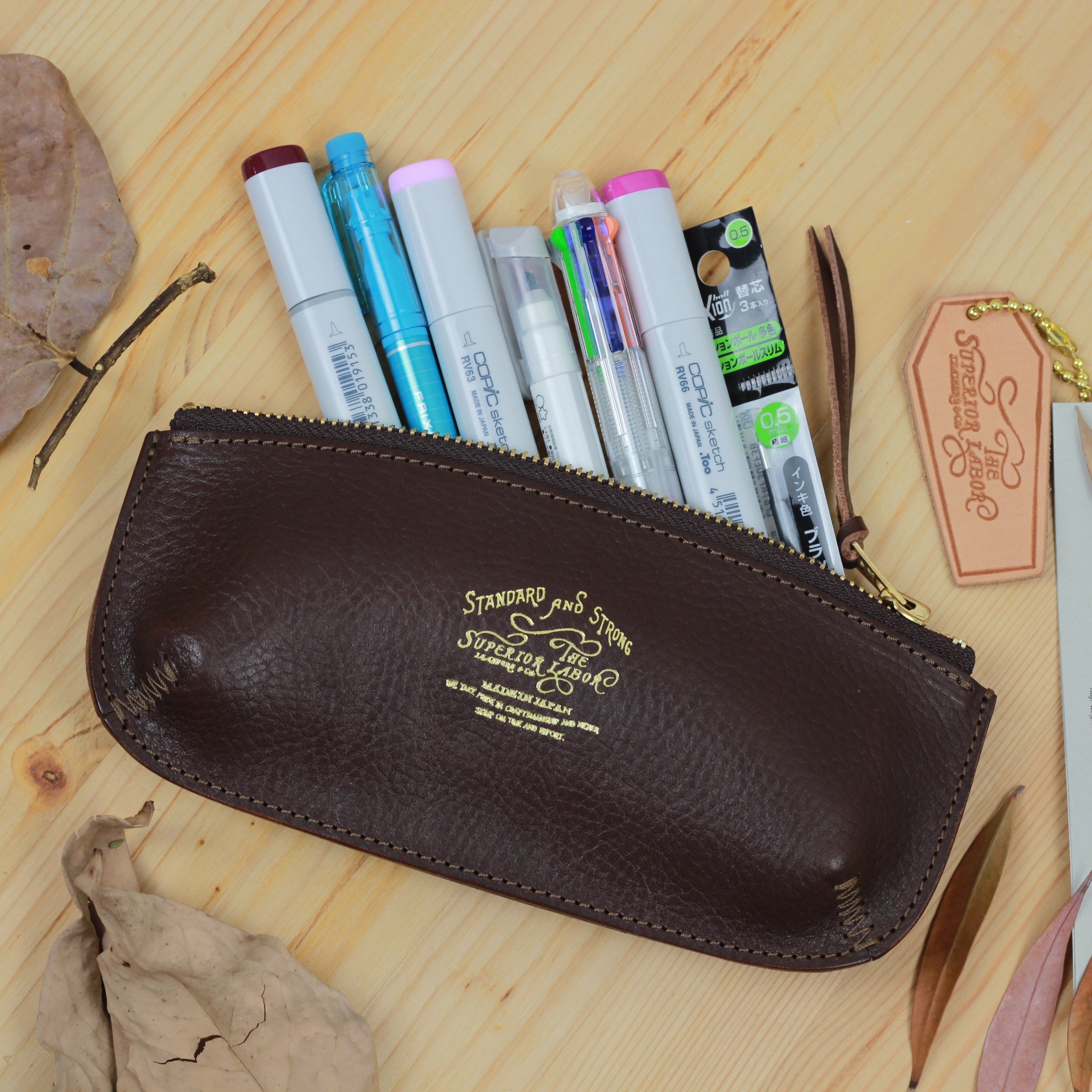 TSL Toscana Leather Pen Case Dark Brown