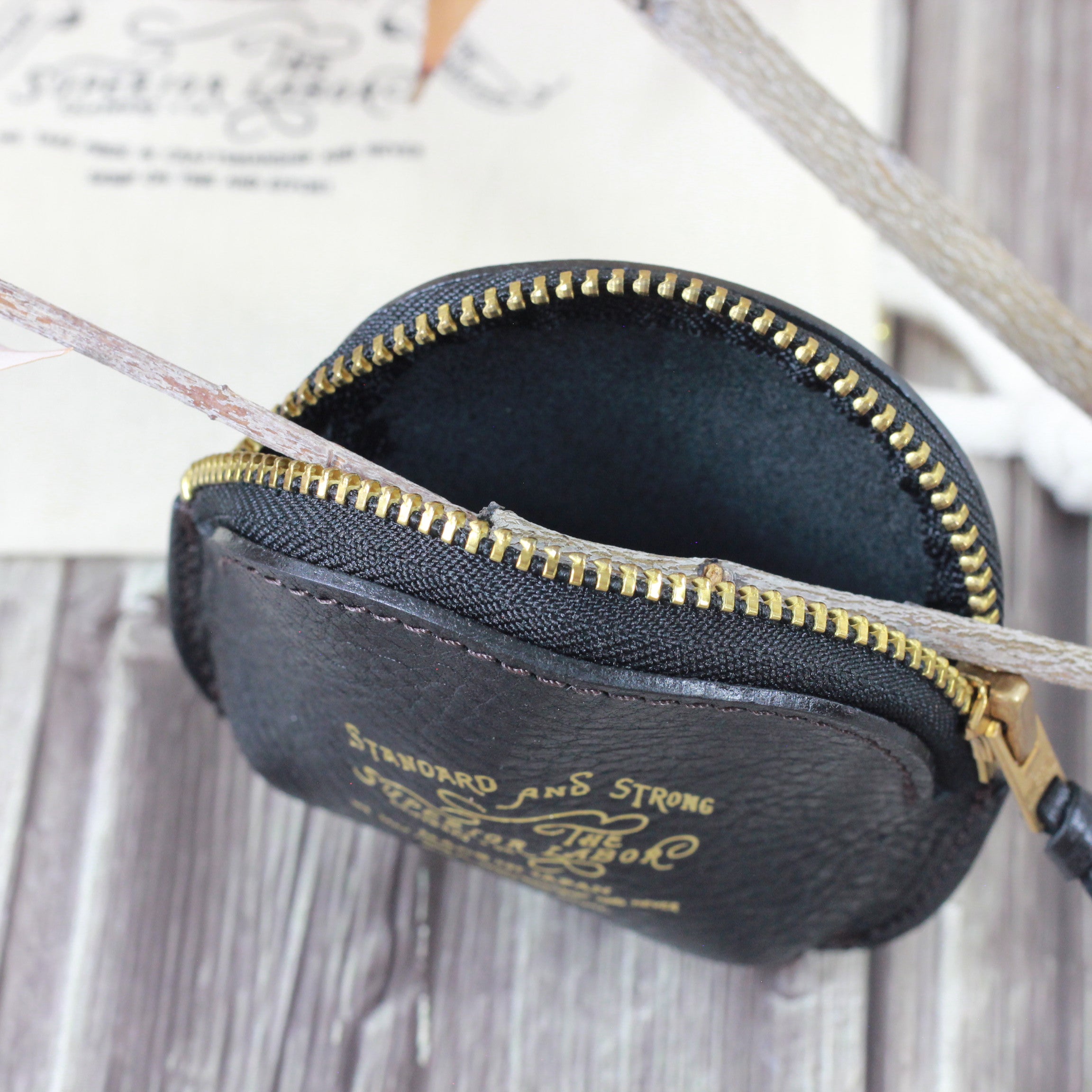 TSL Original Leather Zip Coin Case Black