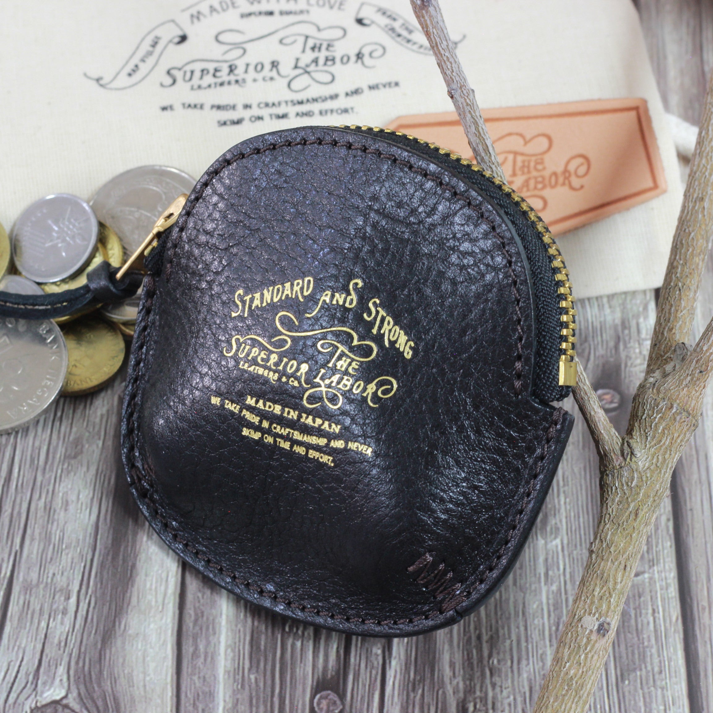 TSL Original Leather Zip Coin Case Black