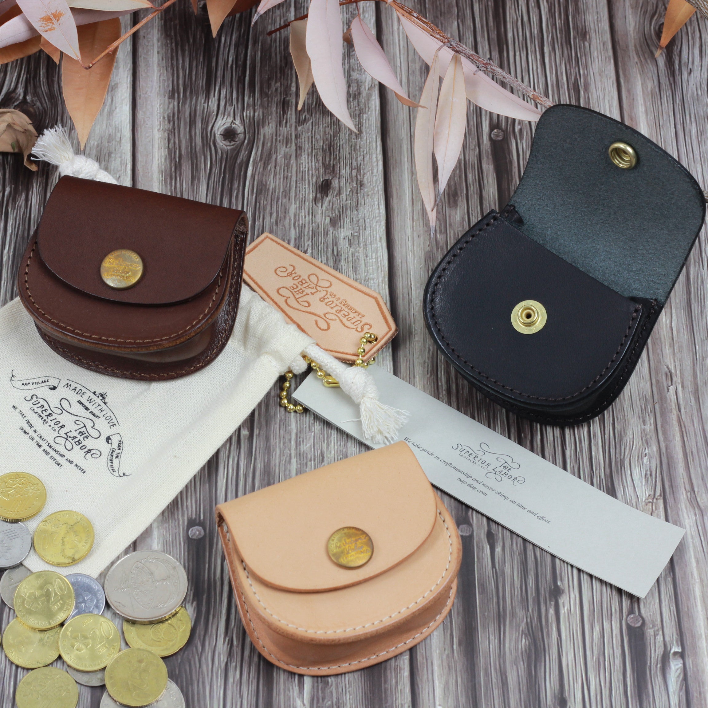 TSL Original Leather Coin Case Dark Brown