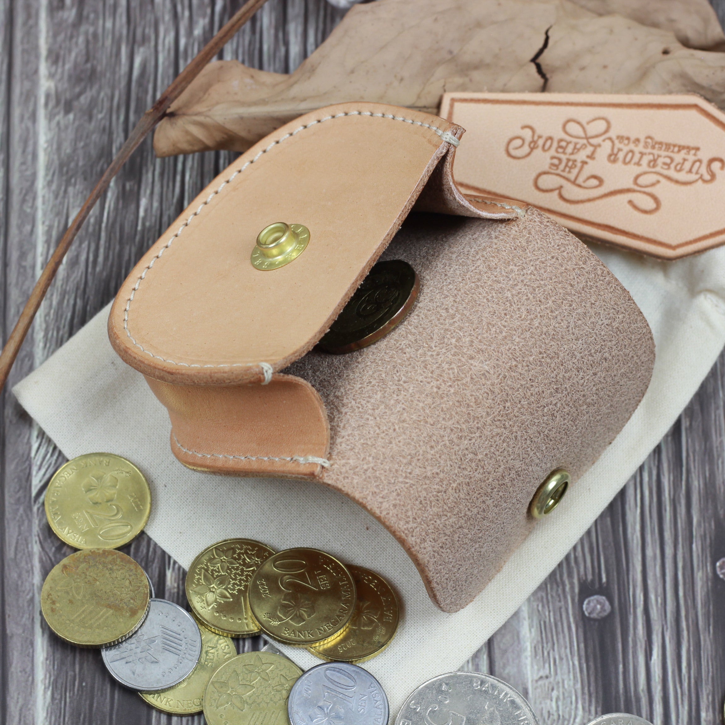 TSL Original Leather Coin Case Dark Brown