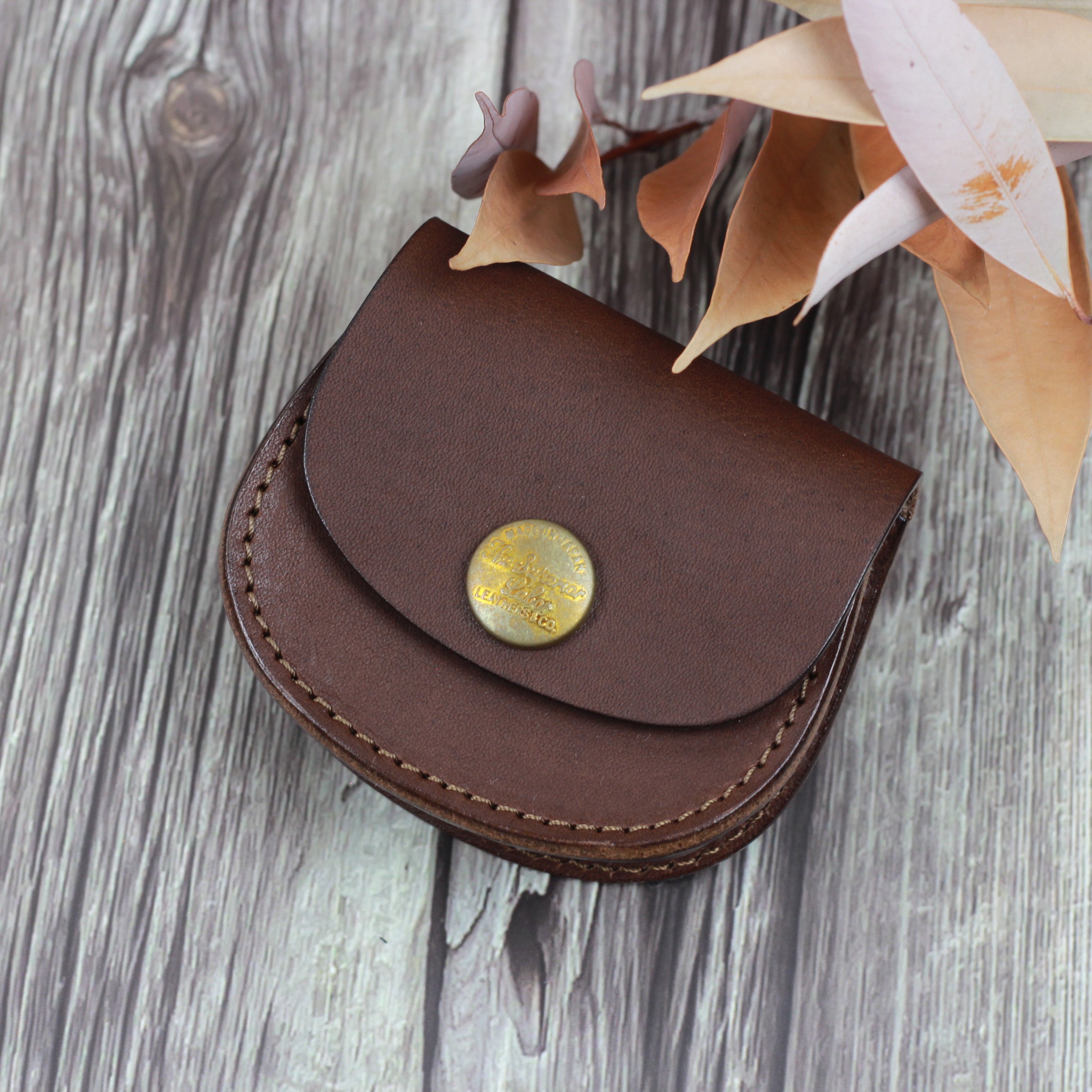 TSL Original Leather Coin Case Dark Brown