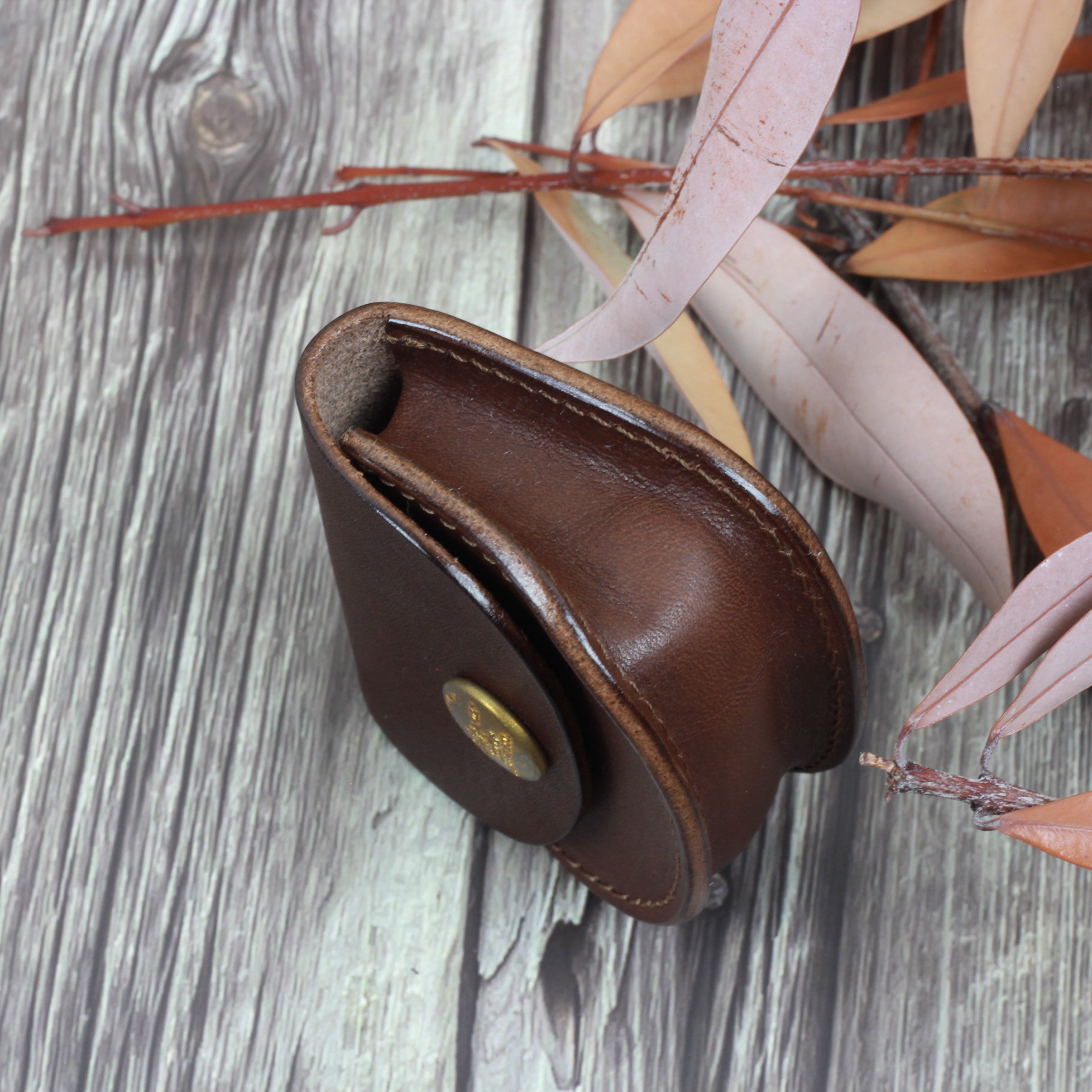 TSL Original Leather Coin Case Dark Brown