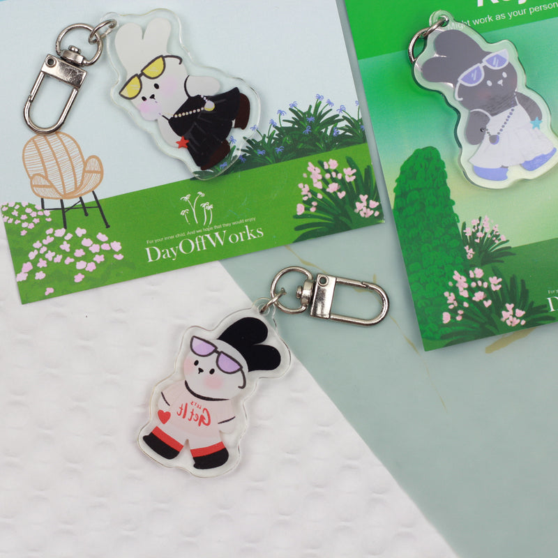 DOW Bunny Keychain Baseball White-Red