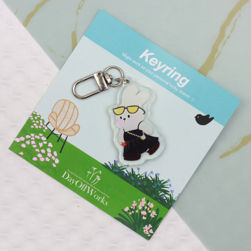 DOW Bunny Keychain White-Black