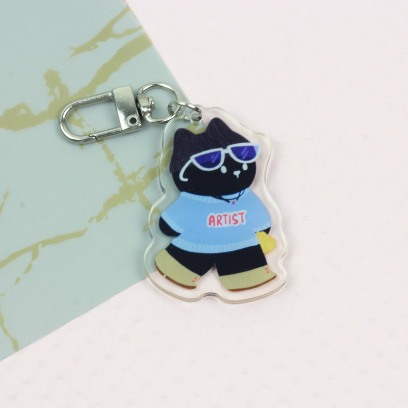 DOW Cat Keychain Artist Black-Blue
