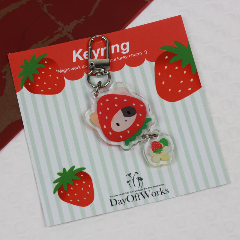 DOW Keychain Strawberry Cat