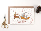 WHIMSY WHIMSICAL Christmas Card Copper Foil Happy Holidays