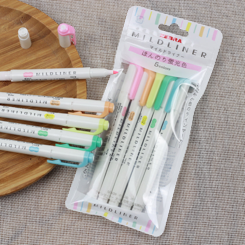 ZEBRA Mildliner Highlighter WFT7 5Colors Set Mild Fluorescent