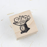 100 PROOF PRESS Wooden Rubber Stamp Baby on Scale