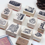 100 PROOF PRESS Wooden Rubber Stamp Bell Alarm Clock