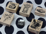 100 PROOF PRESS Wooden Rubber Stamp Office Paste