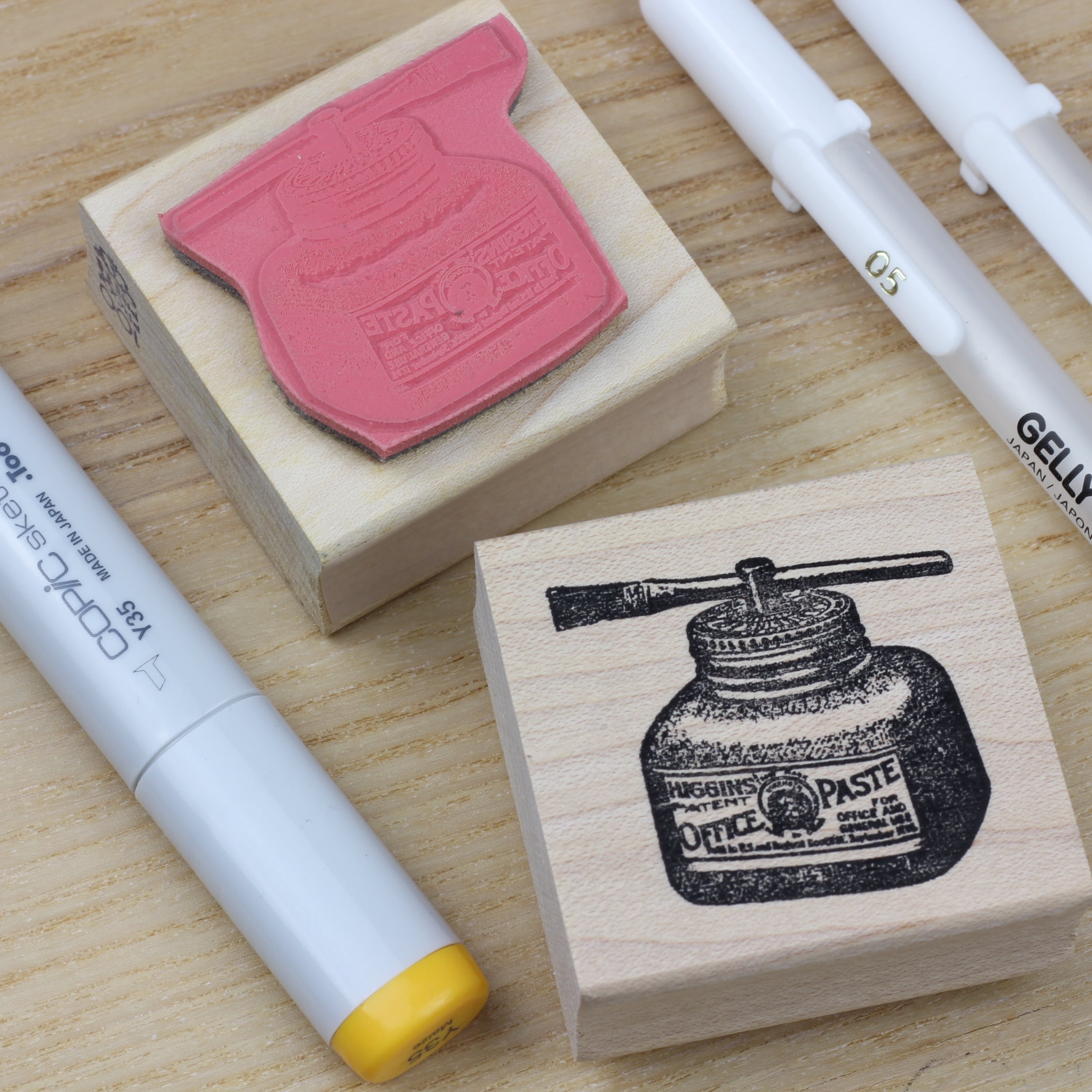 100 PROOF PRESS Wooden Rubber Stamp Office Paste