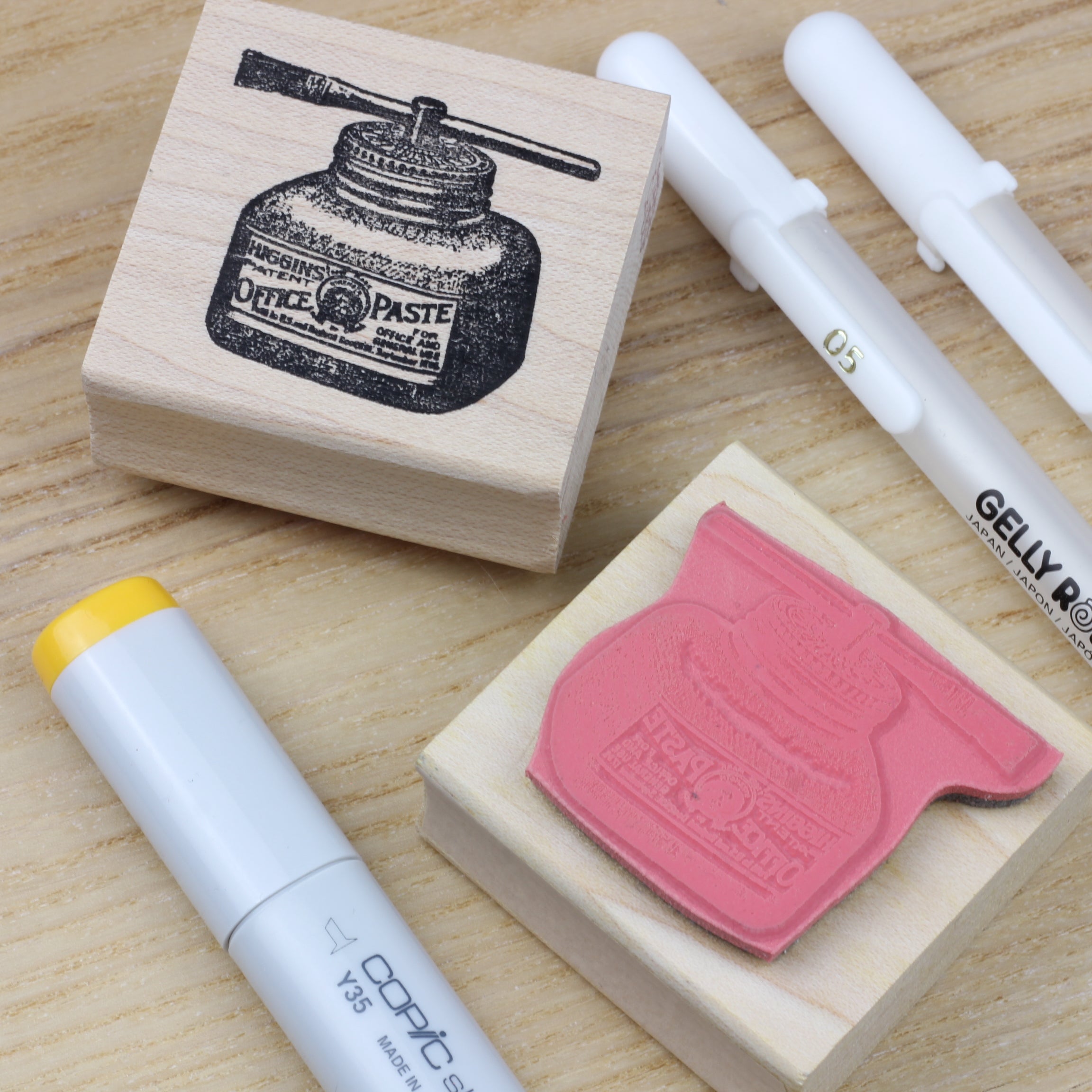 100 PROOF PRESS Wooden Rubber Stamp Office Paste
