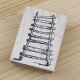 100 PROOF PRESS Wooden Rubber Stamp Bowed Ladder