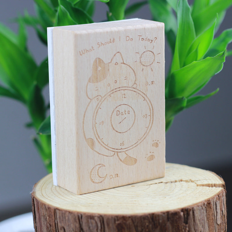 SUPA LUNA Rubber Stamp (L) Cat Clock