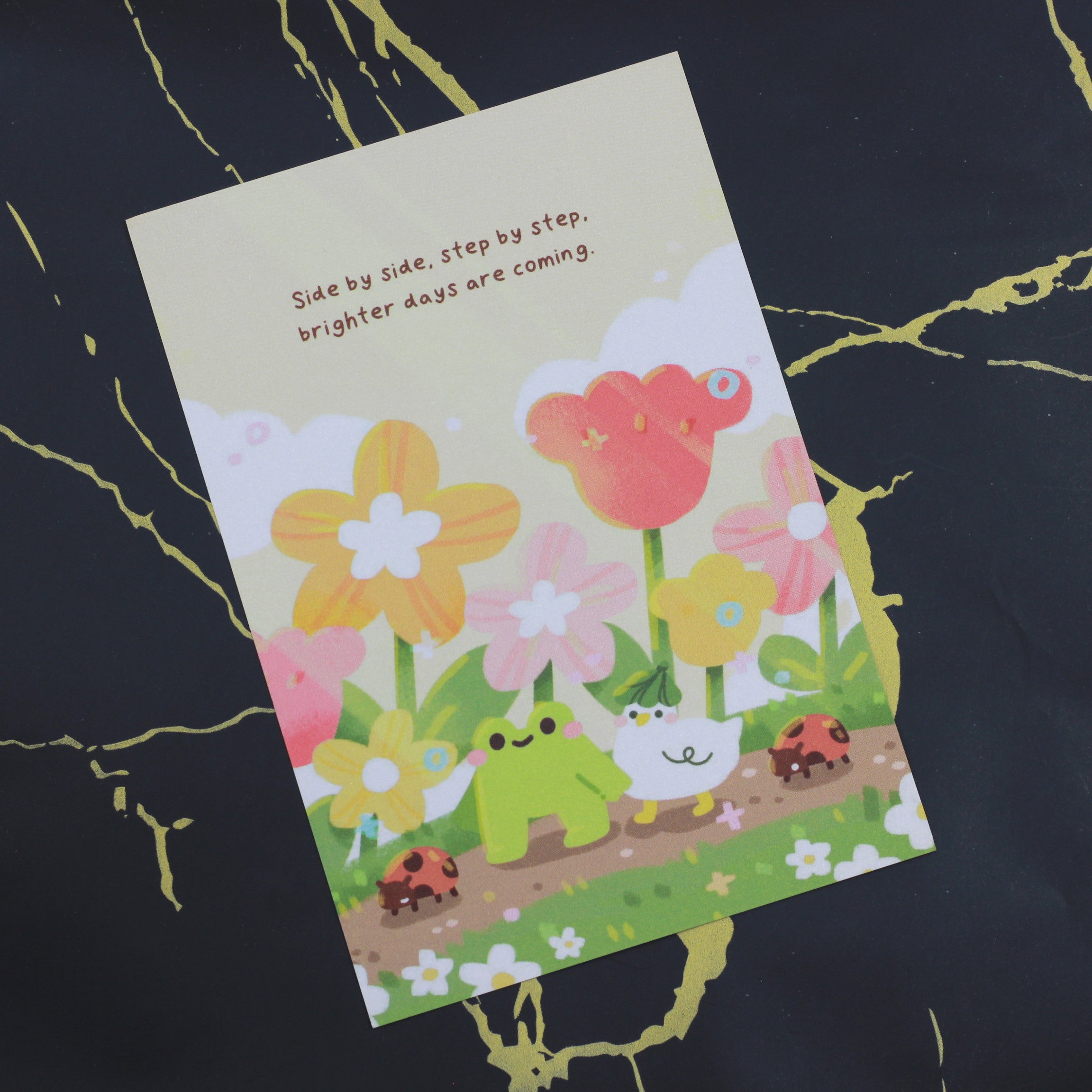 PANDA YOONG Frog & Ducky Flower Field Postcard