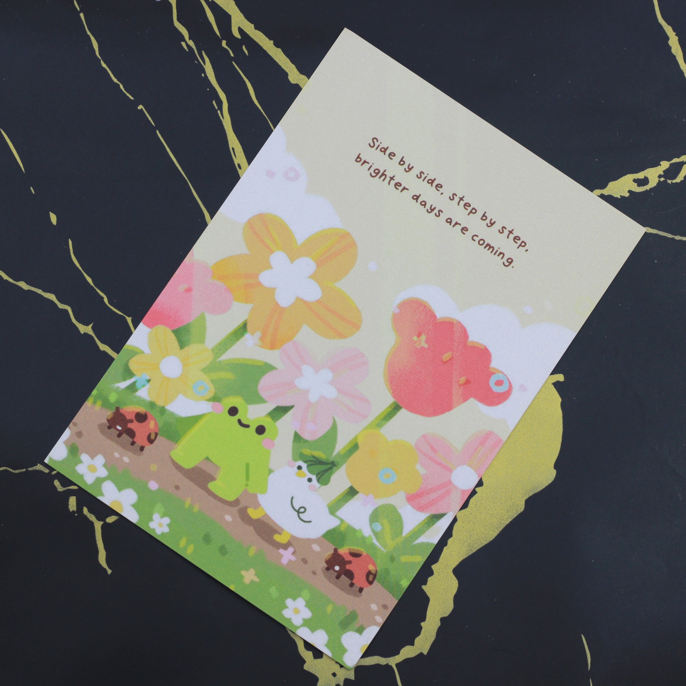 PANDA YOONG Frog & Ducky Flower Field Postcard