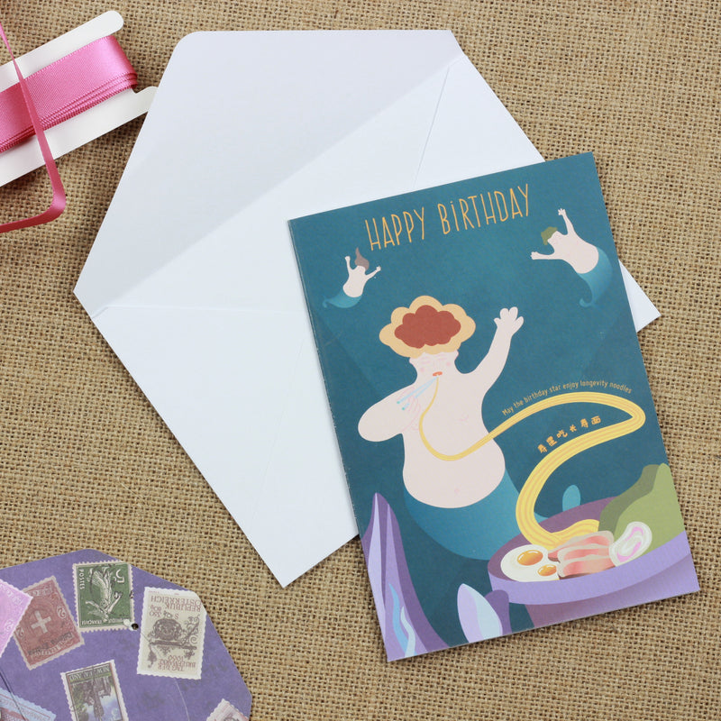 EJMEMENTO Greeting Card Longevity Noodles