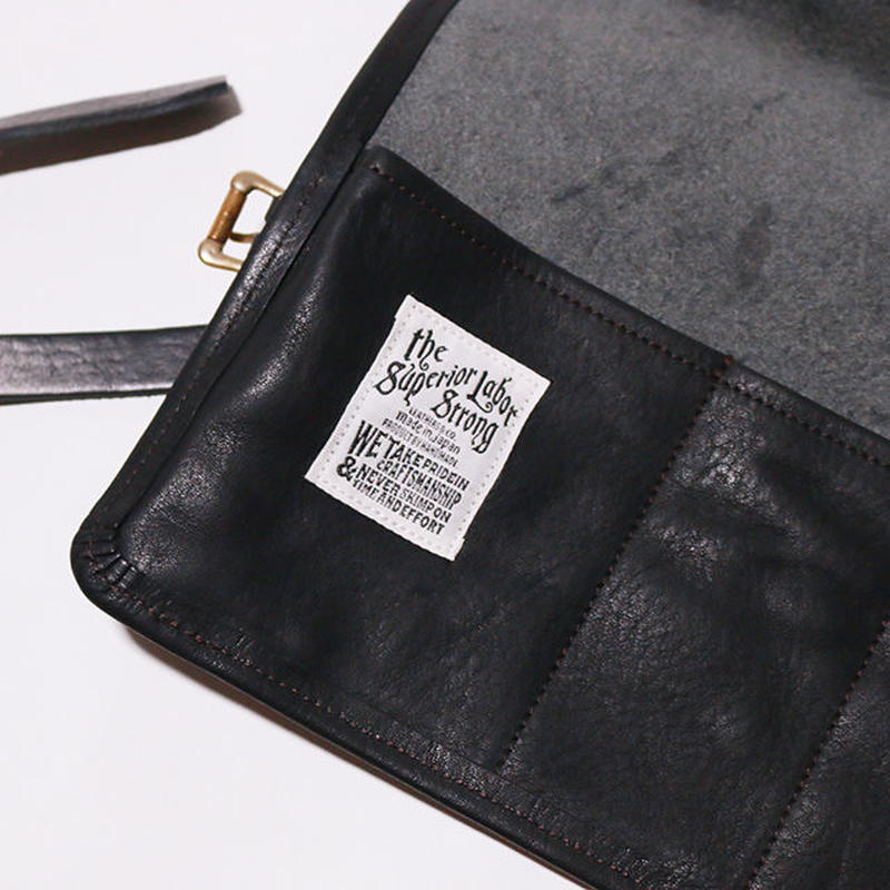 TSL Leather Roll Pen Case Dark Brown