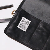 TSL Leather Roll Pen Case Dark Brown