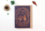 WHIMSY WHIMSICAL Christmas Card Copper Foil Merry Xmas
