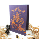WHIMSY WHIMSICAL Christmas Card Copper Foil Merry Merry Xmas