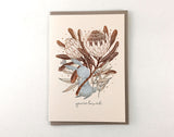 WHIMSY WHIMSICAL Greeting Card Copper Foil You're Loved Rabbit & King Protea