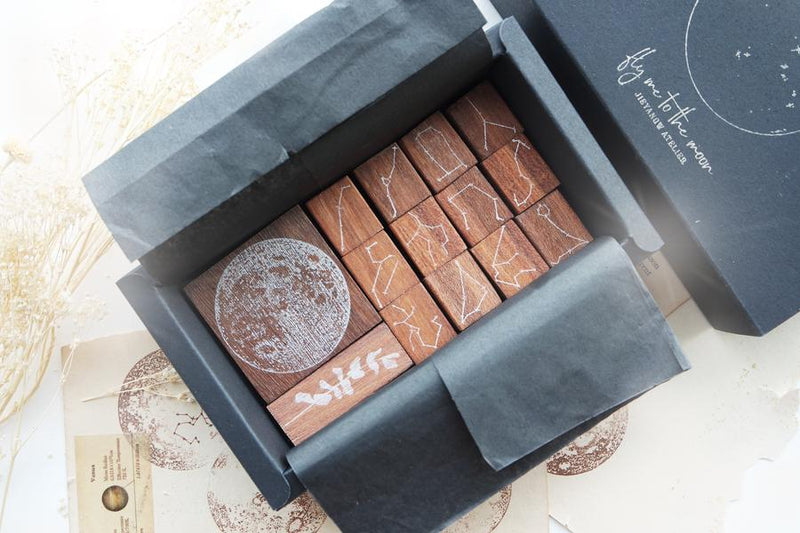 JIEYANOW ATELIER Rubber Stamp Fly Me To The Moon