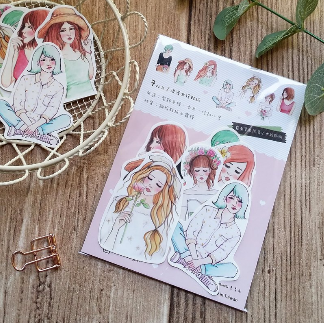 STARLULULU Romantic Girl Flake Sticker Set of 7x