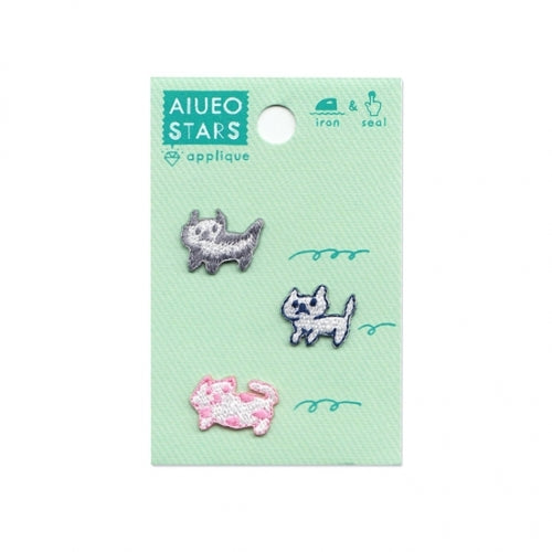 AIUEO Applique Stars Neko Border Navy
