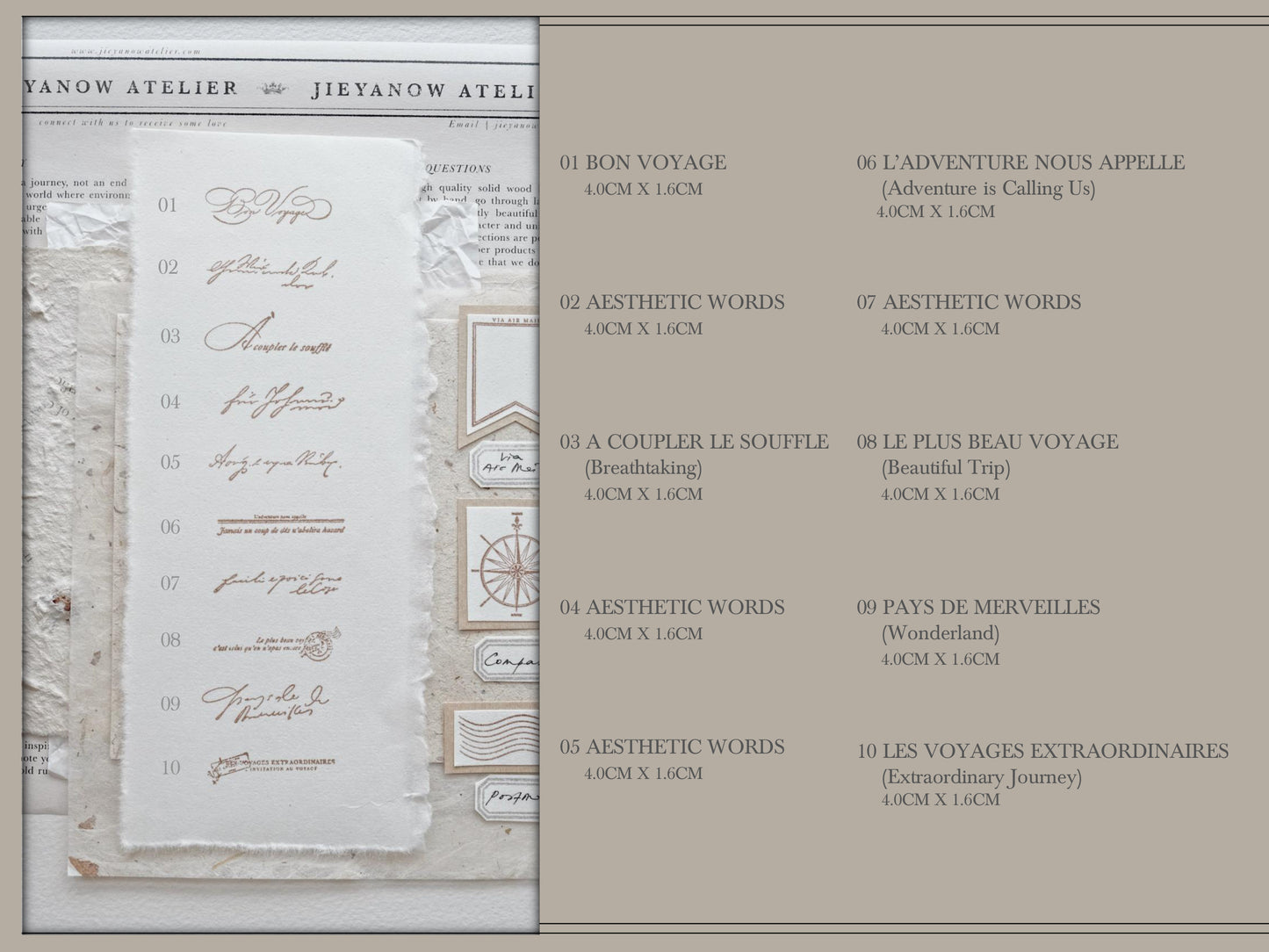 JIEYANOW ATELIER Rubber Stamp Bon Voyage Series Aesthetic Words 05