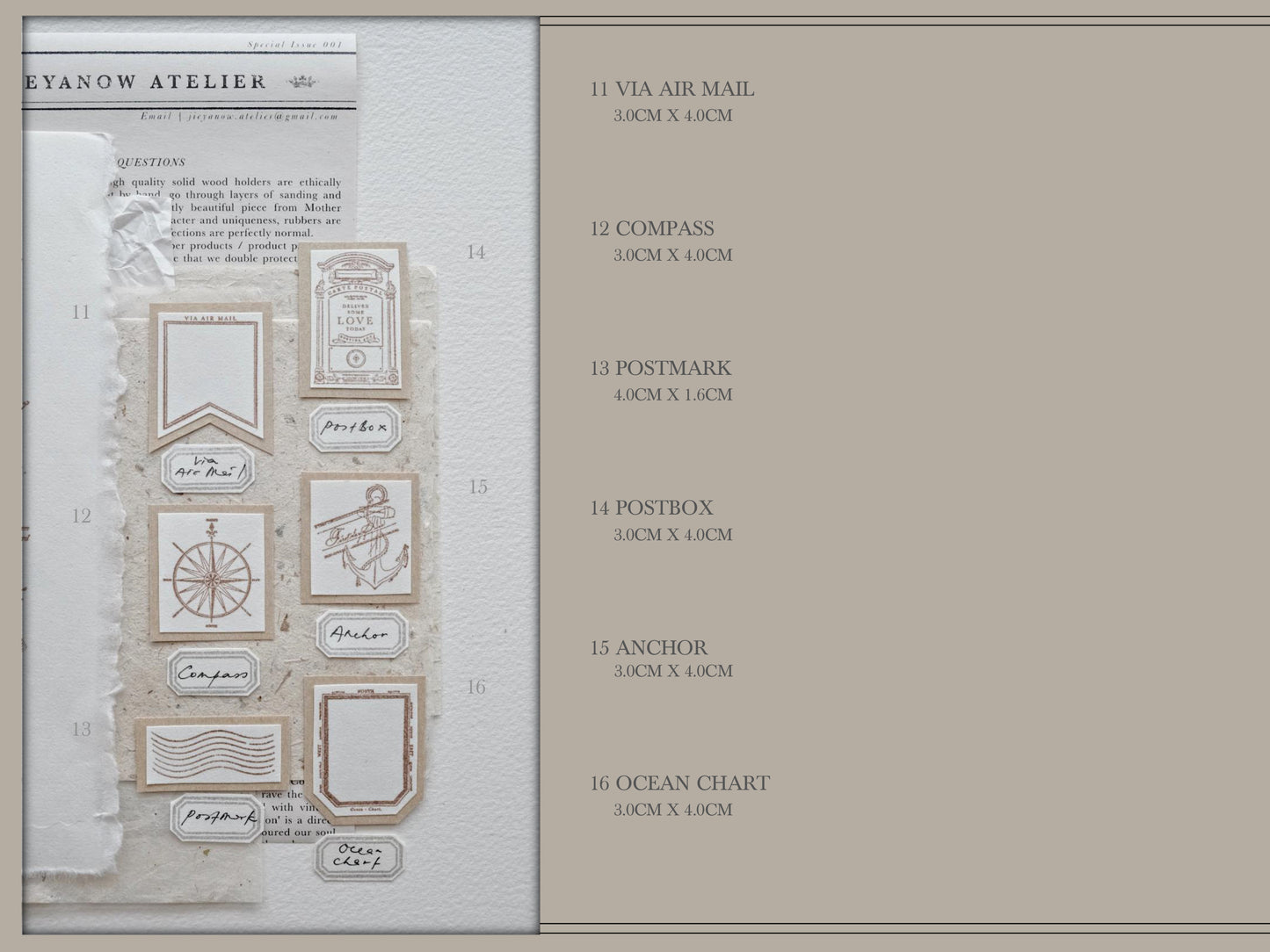 JIEYANOW ATELIER Rubber Stamp Bon Voyage Series Compass