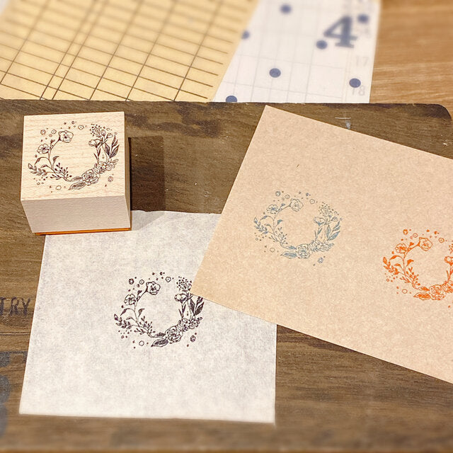 NONNLALA Botanical Flower Wreath Rubber Stamp