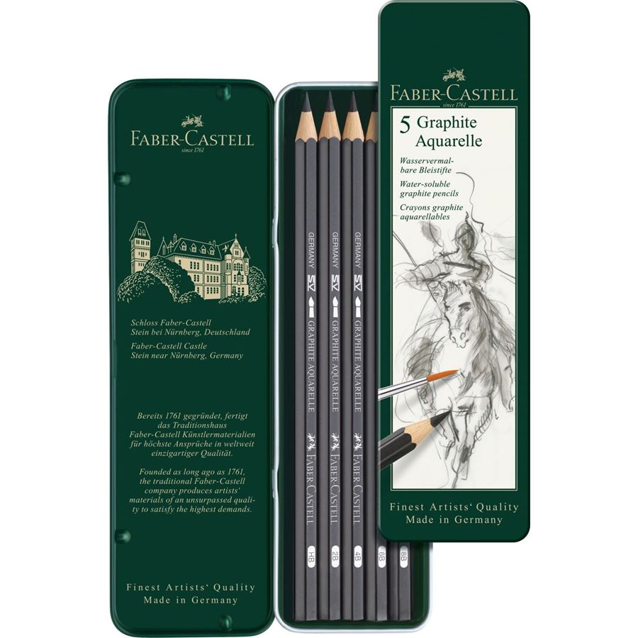 FABER-CASTELL Graphite Aquarelle Tin of 5