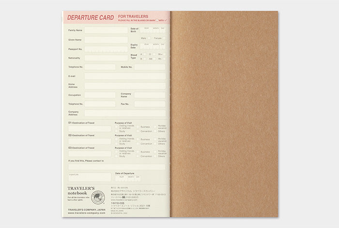 TRAVELER'S Notebook Refill 2021 Monthly