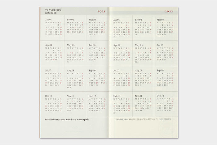 TRAVELER'S Notebook Refill 2021 Monthly